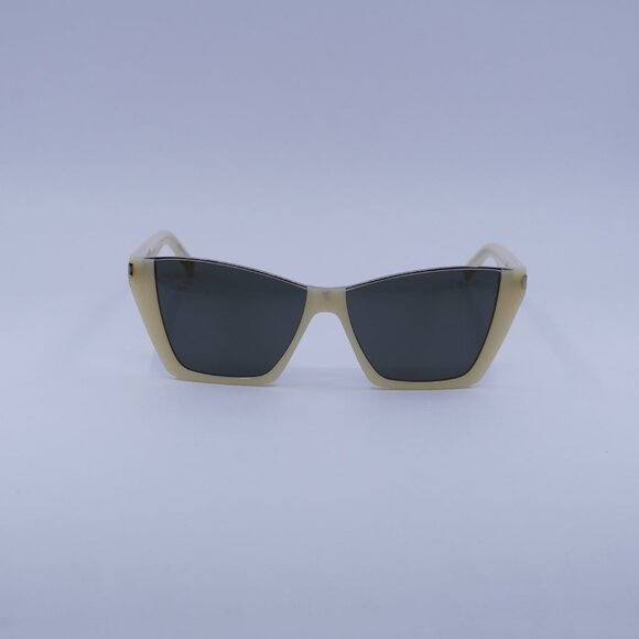 Saint Laurent SL369 KATE 004 Sunglasses Ivory Cat Eye Frame, Grey Lenses - Picture 4 of 10